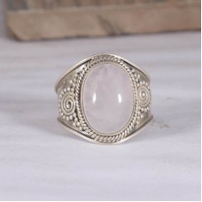 Rose quartz rings, sterling silver rings